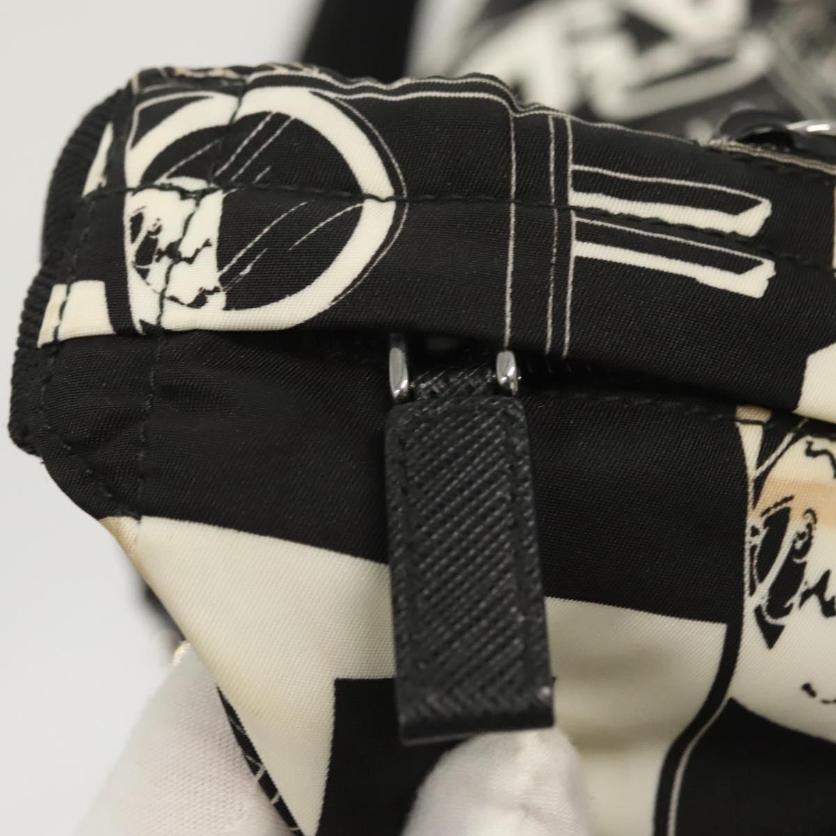 PRADA Shoulder Bag Nylon Black Silver Auth 125913