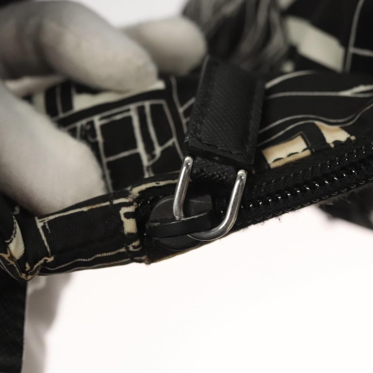 PRADA Shoulder Bag Nylon Black Silver Auth 125913