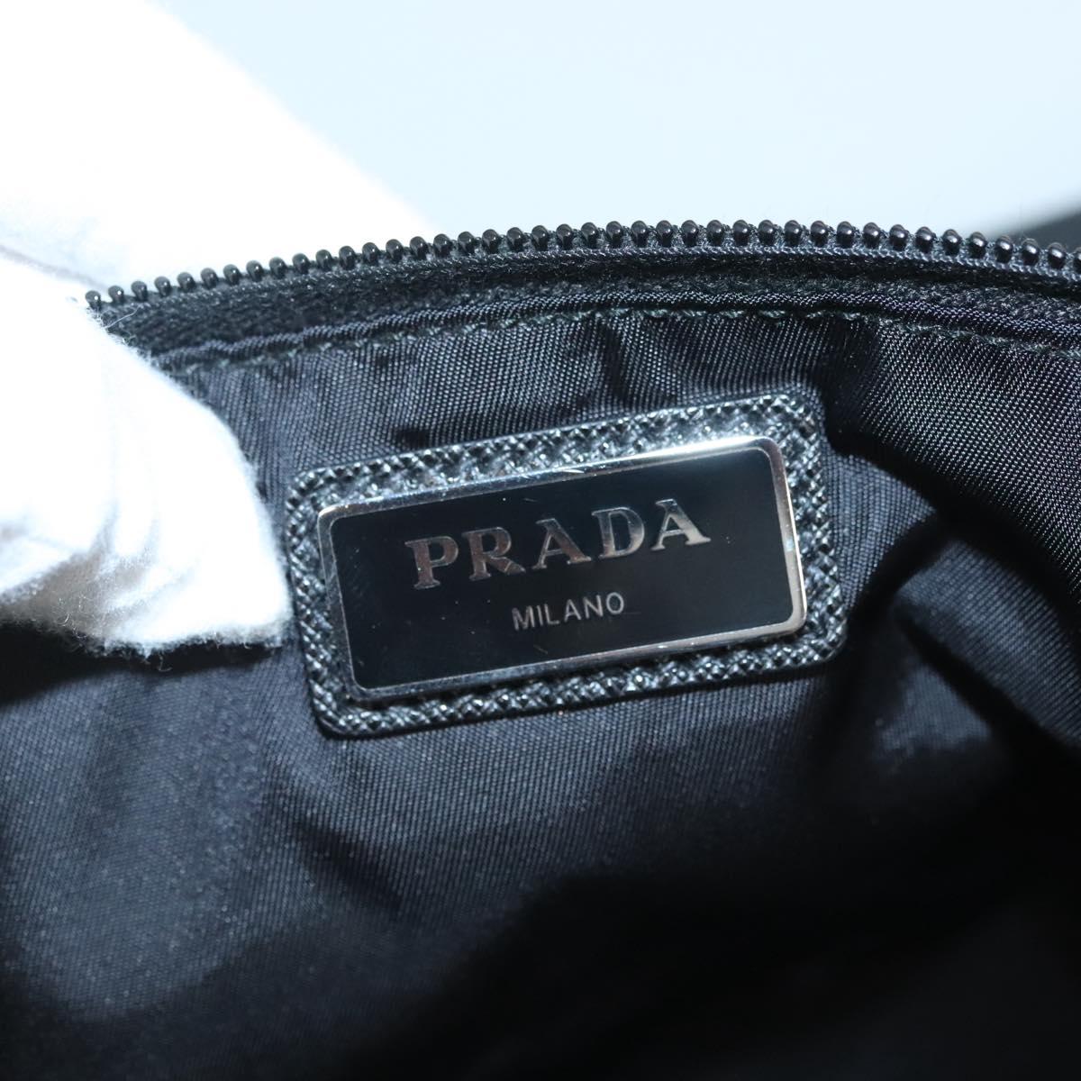 PRADA Shoulder Bag Nylon Black Silver Auth 125913