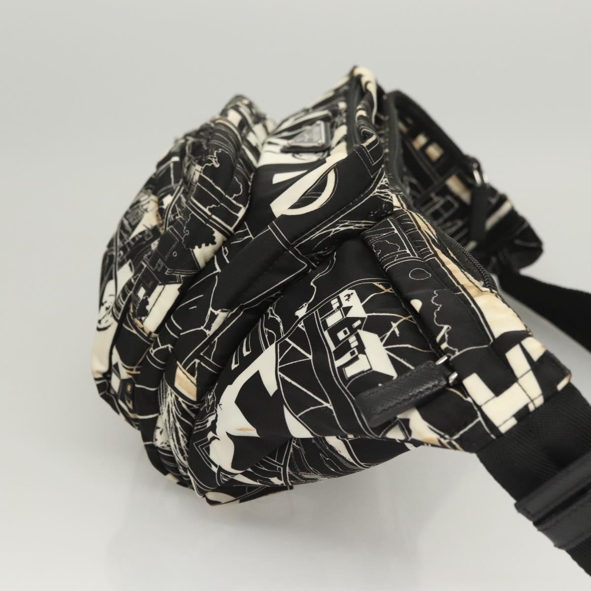 PRADA Shoulder Bag Nylon Black Silver Auth 125913