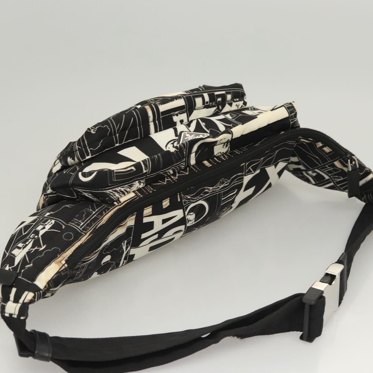 PRADA Shoulder Bag Nylon Black Silver Auth 125913