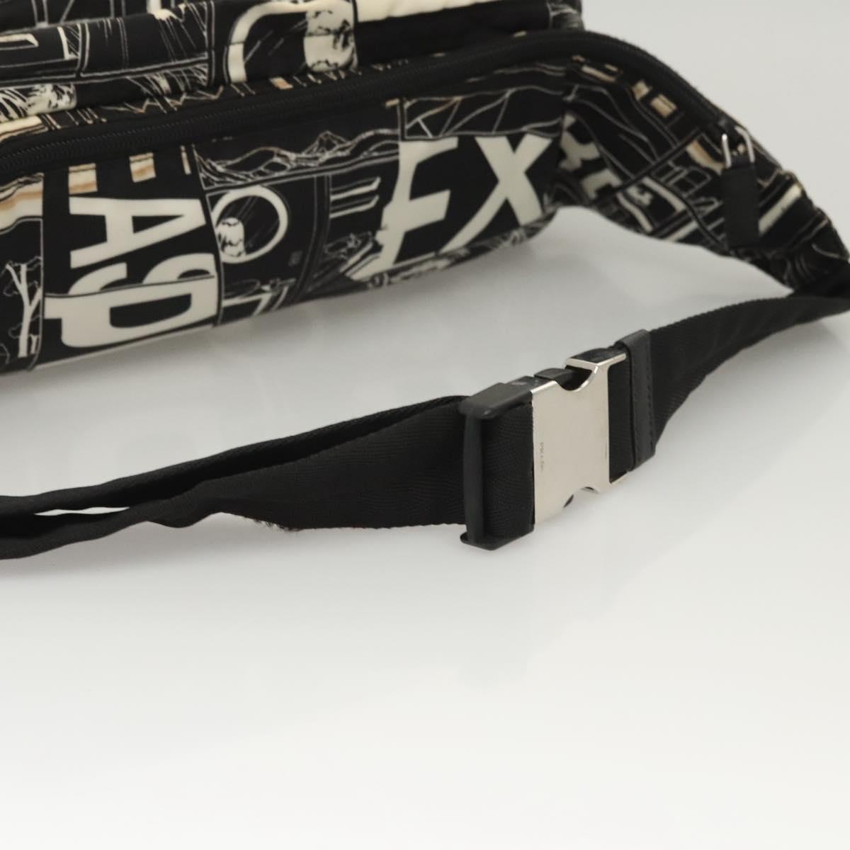 PRADA Shoulder Bag Nylon Black Silver Auth 125913