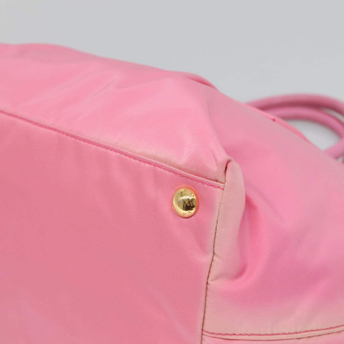PRADA Hand Bag Nylon Pink Gold Auth 125914