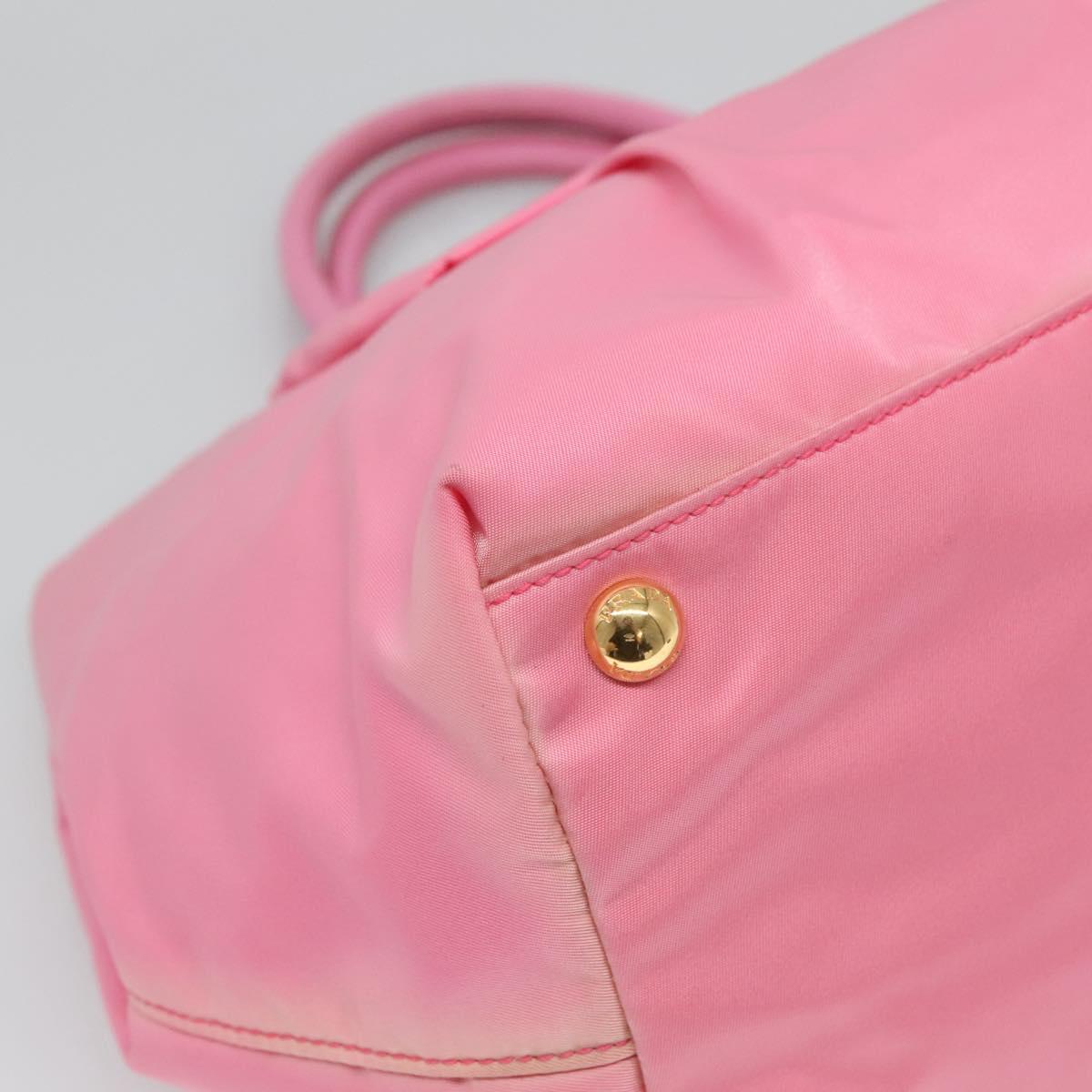 PRADA Hand Bag Nylon Pink Gold Auth 125914
