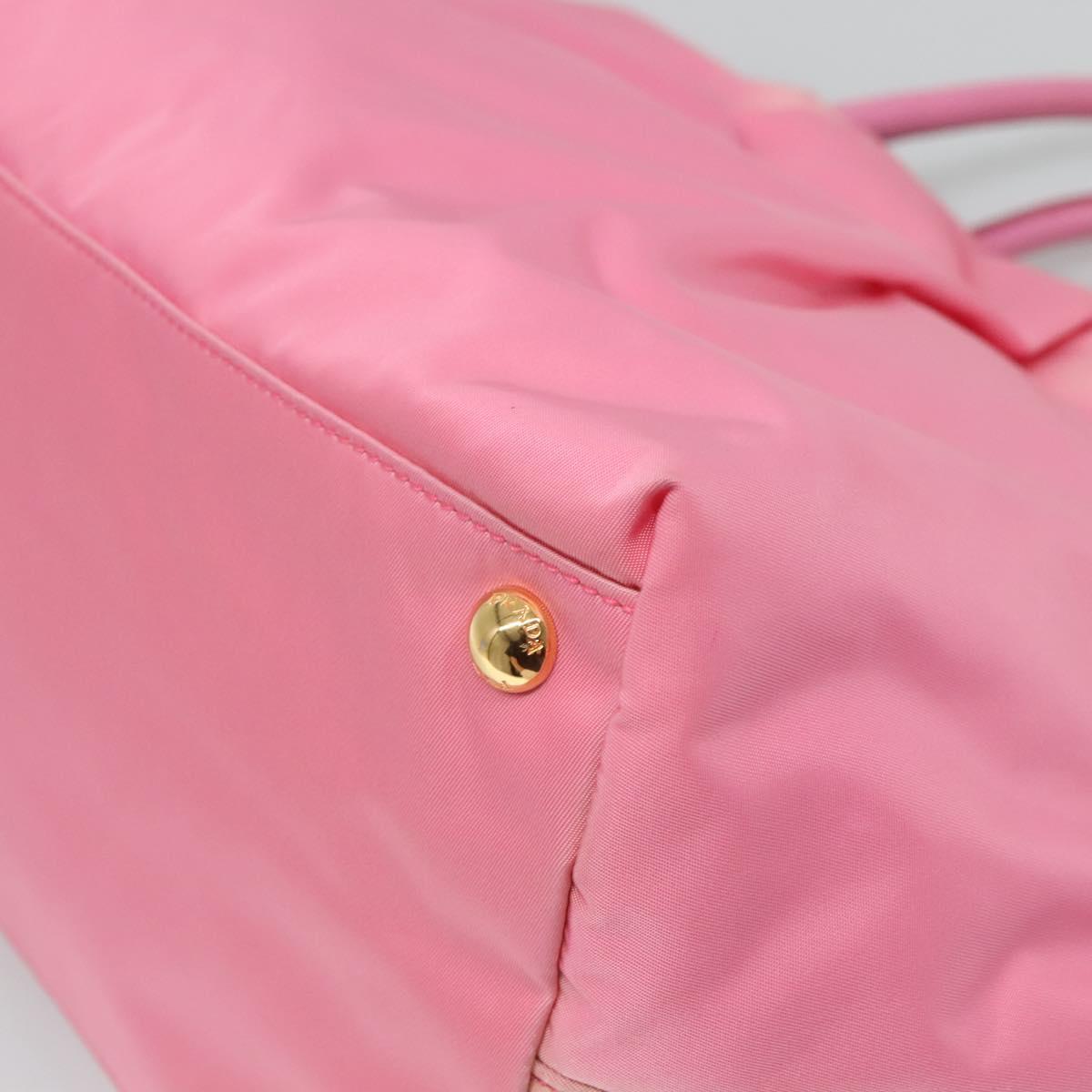 PRADA Hand Bag Nylon Pink Gold Auth 125914