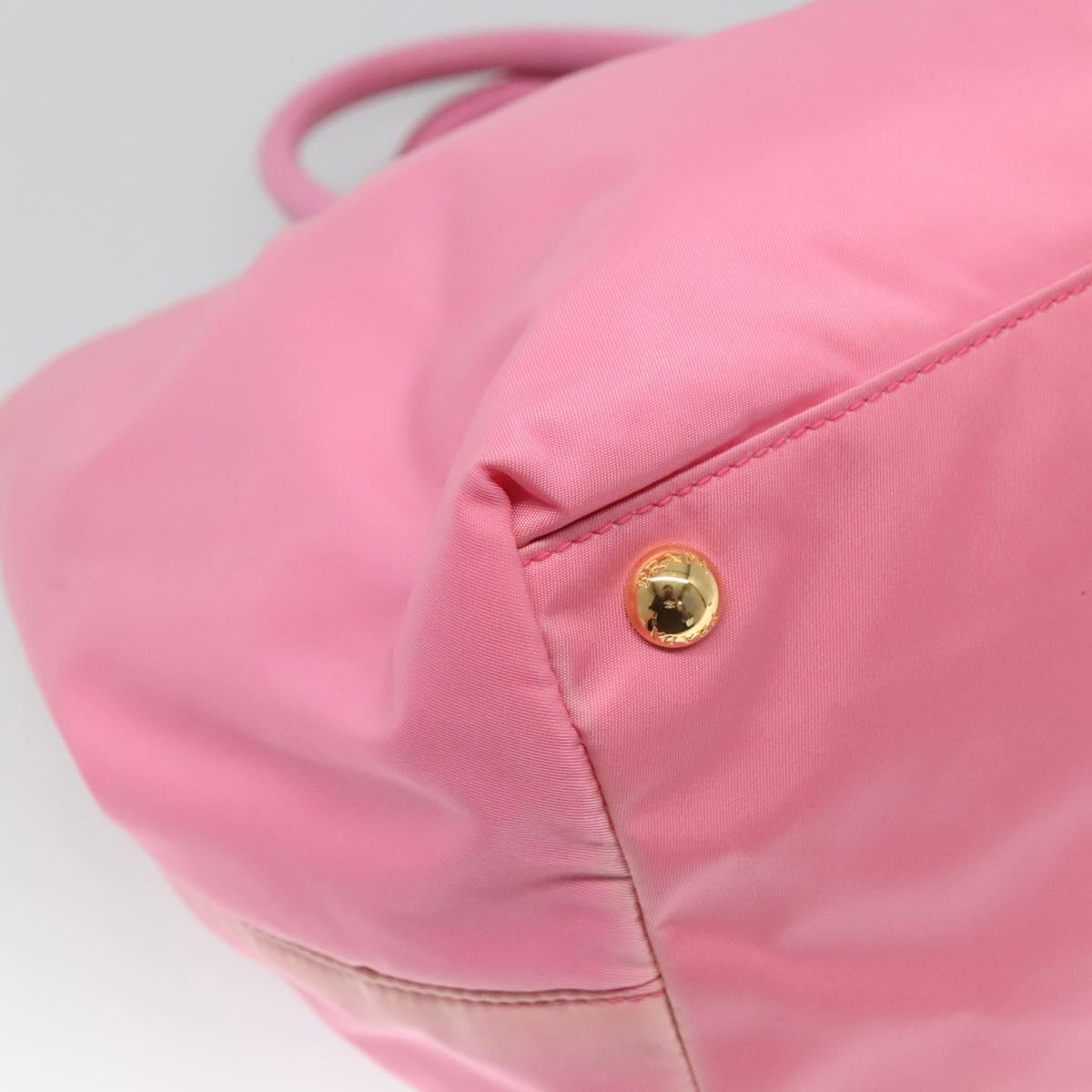 PRADA Hand Bag Nylon Pink Gold Auth 125914