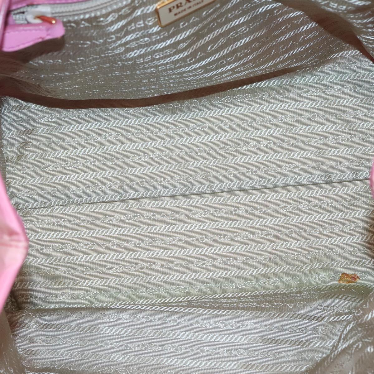 PRADA Hand Bag Nylon Pink Gold Auth 125914