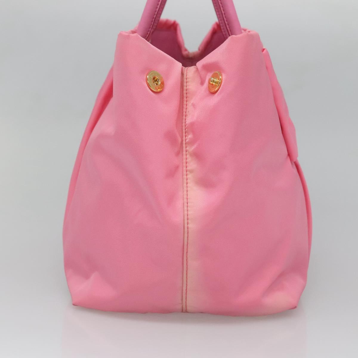 PRADA Hand Bag Nylon Pink Gold Auth 125914