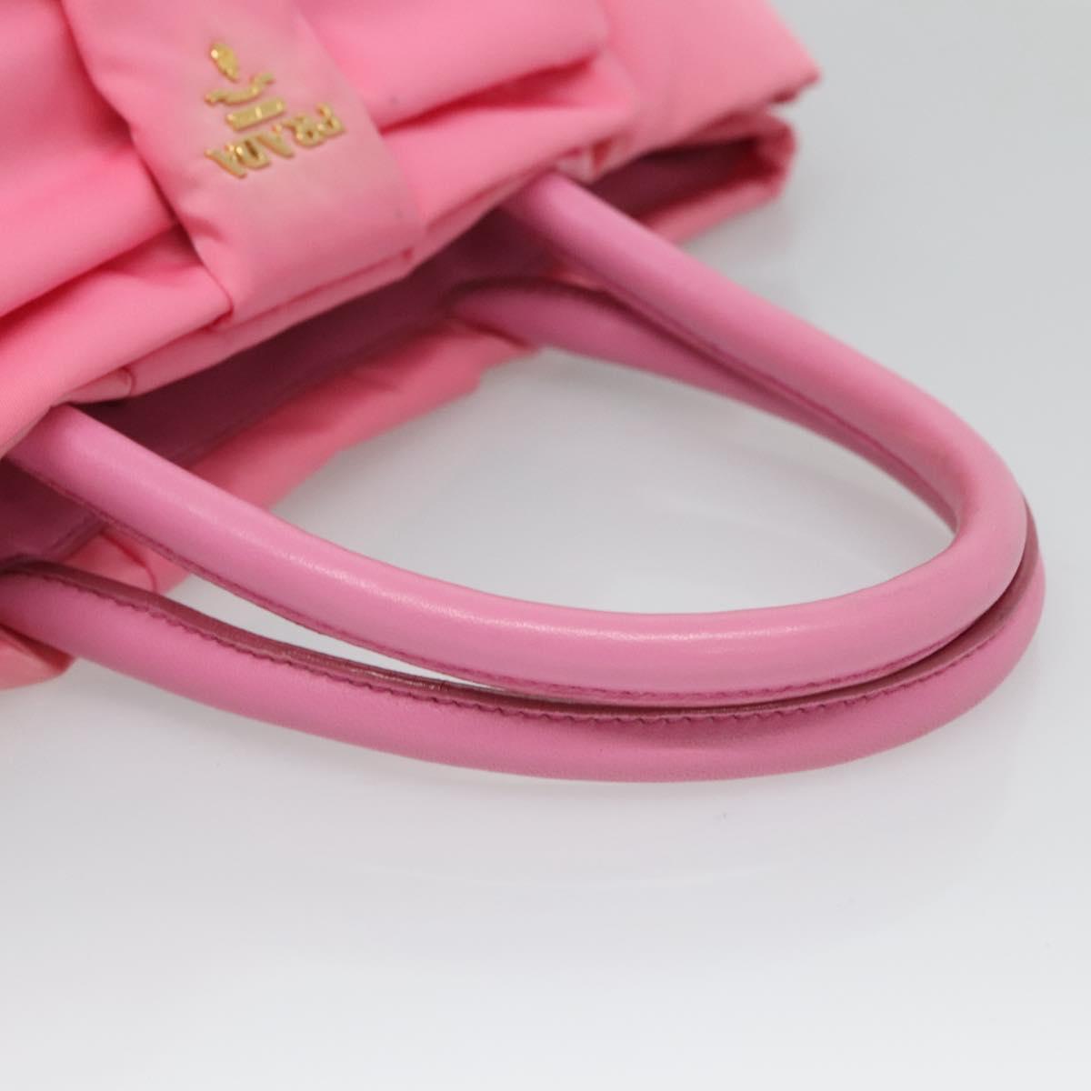 PRADA Hand Bag Nylon Pink Gold Auth 125914