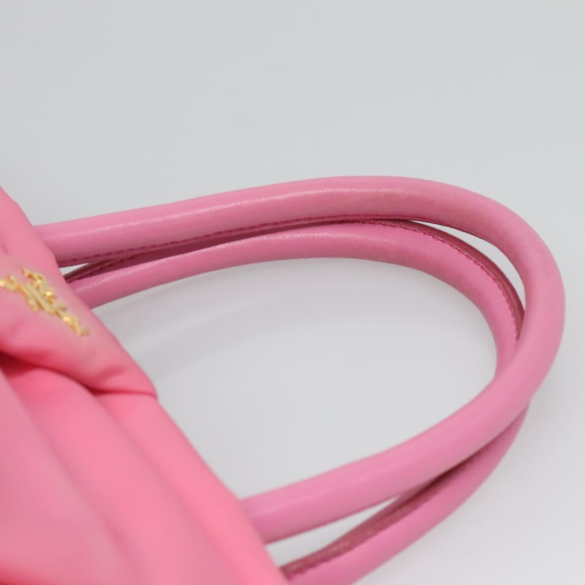 PRADA Hand Bag Nylon Pink Gold Auth 125914