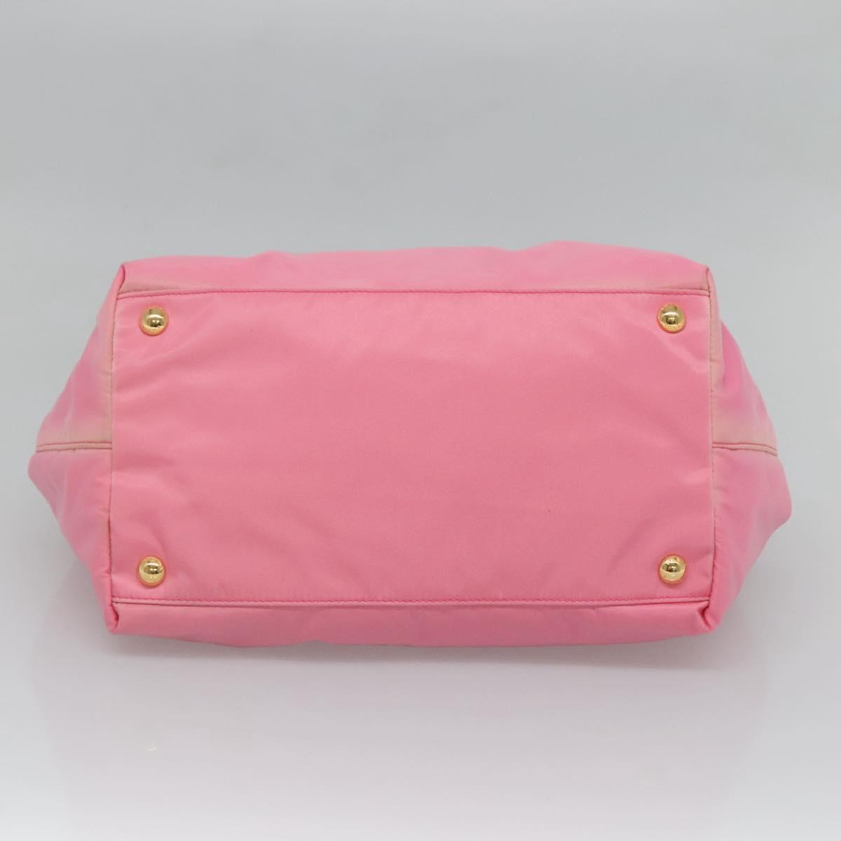 PRADA Hand Bag Nylon Pink Gold Auth 125914