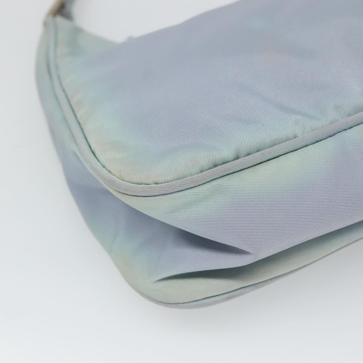 PRADA Hand Bag Nylon Blue Silver Auth 125919