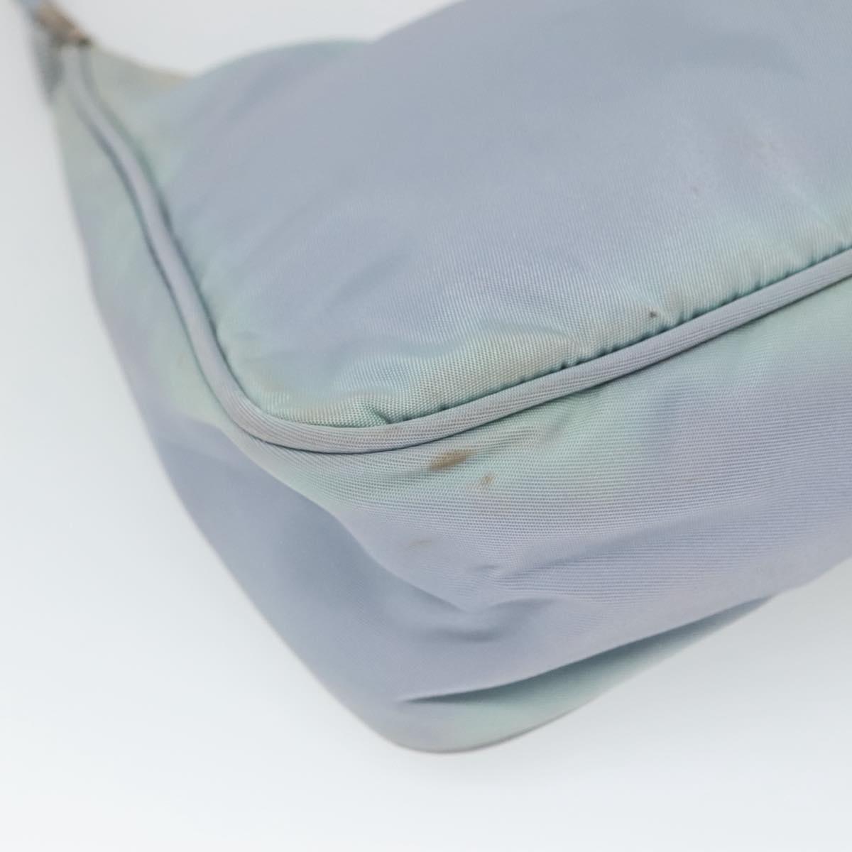 PRADA Hand Bag Nylon Blue Silver Auth 125919