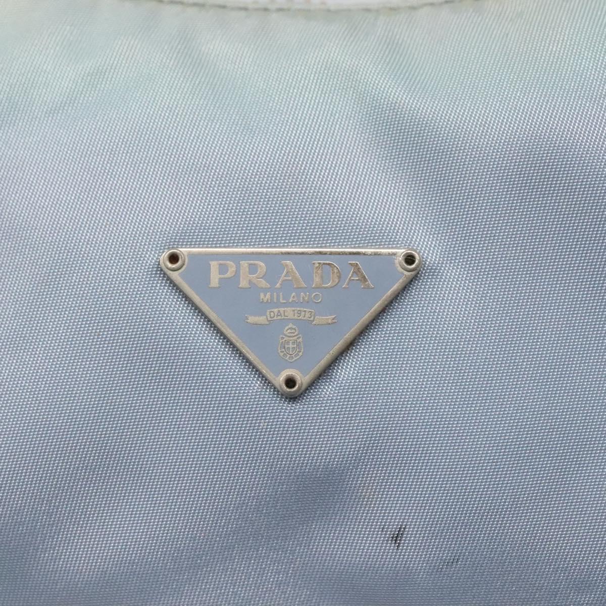 PRADA Hand Bag Nylon Blue Silver Auth 125919
