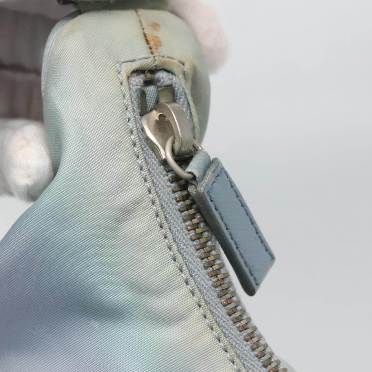 PRADA Hand Bag Nylon Blue Silver Auth 125919