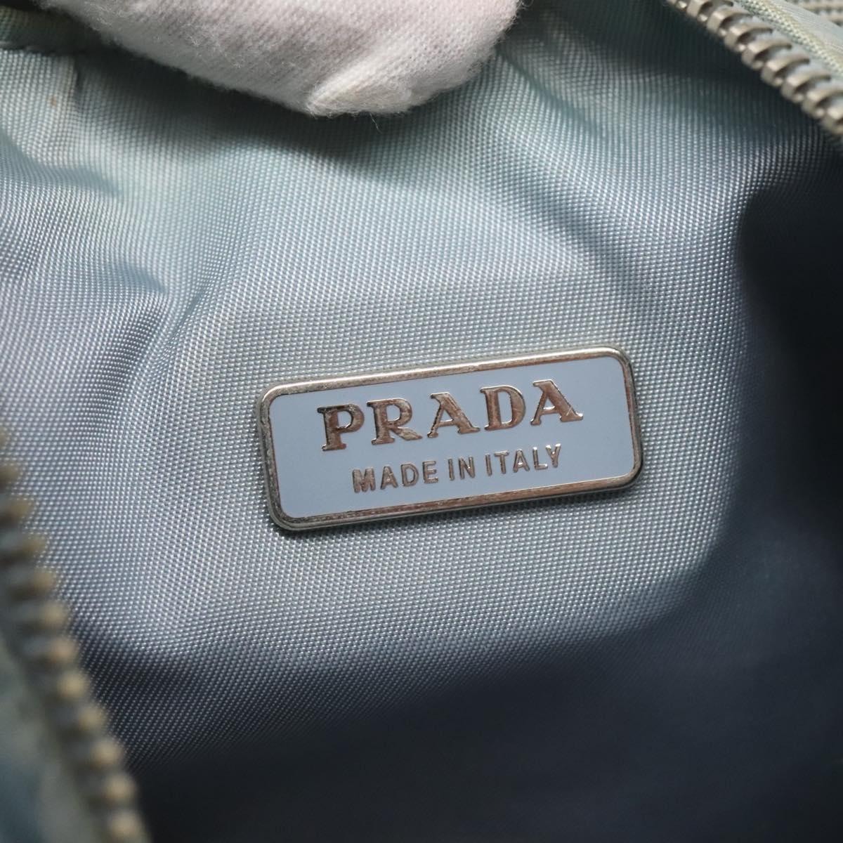 PRADA Hand Bag Nylon Blue Silver Auth 125919