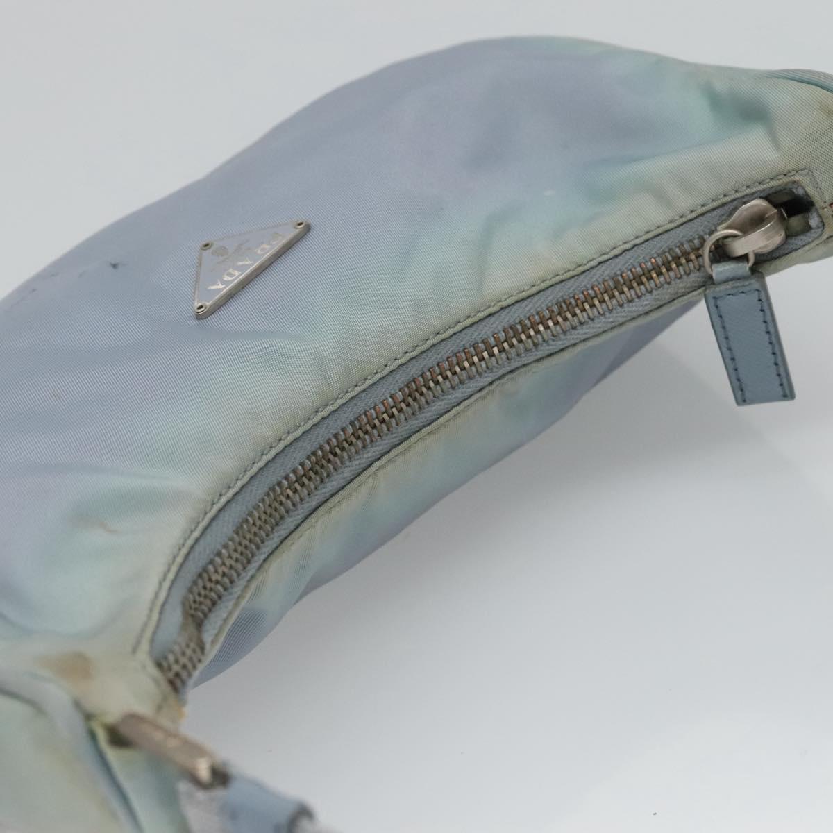 PRADA Hand Bag Nylon Blue Silver Auth 125919