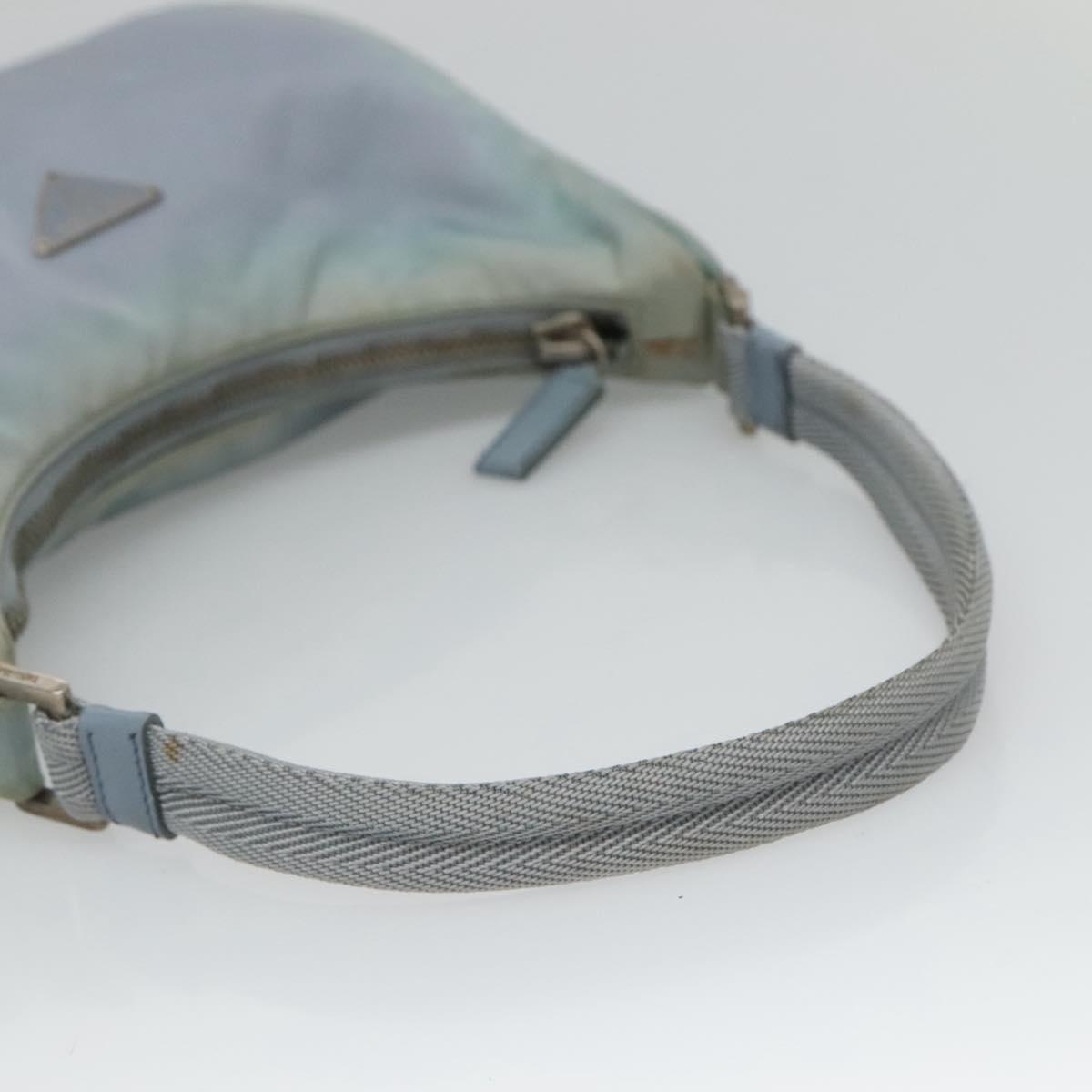 PRADA Hand Bag Nylon Blue Silver Auth 125919