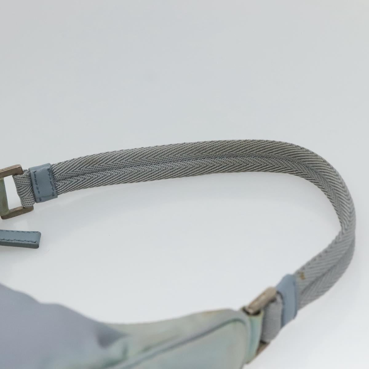 PRADA Hand Bag Nylon Blue Silver Auth 125919