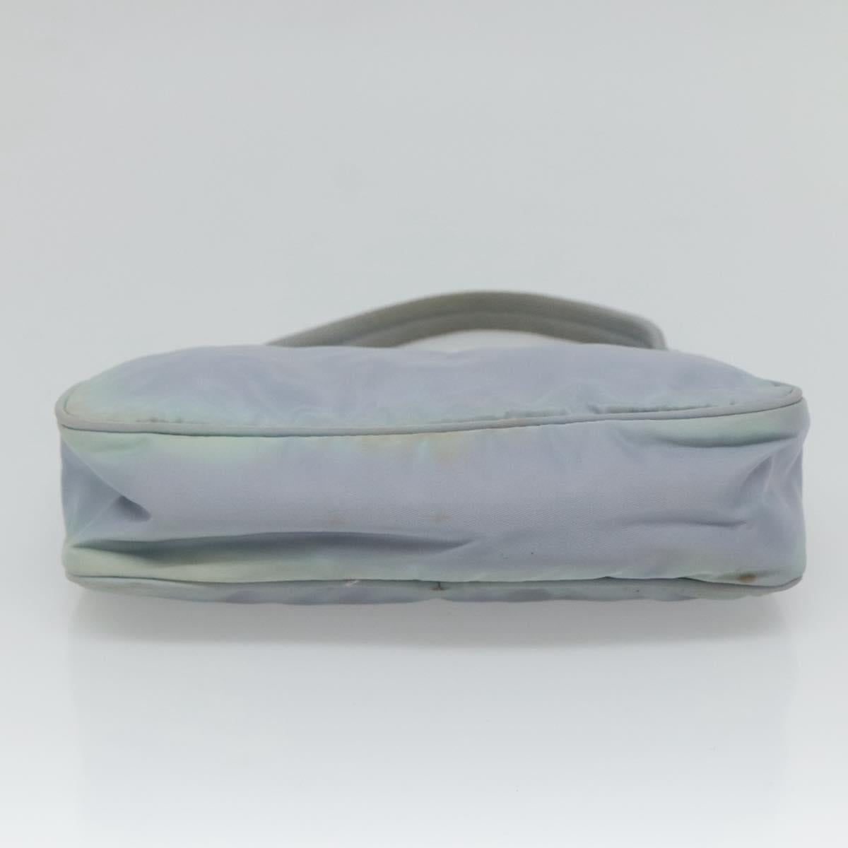 PRADA Hand Bag Nylon Blue Silver Auth 125919