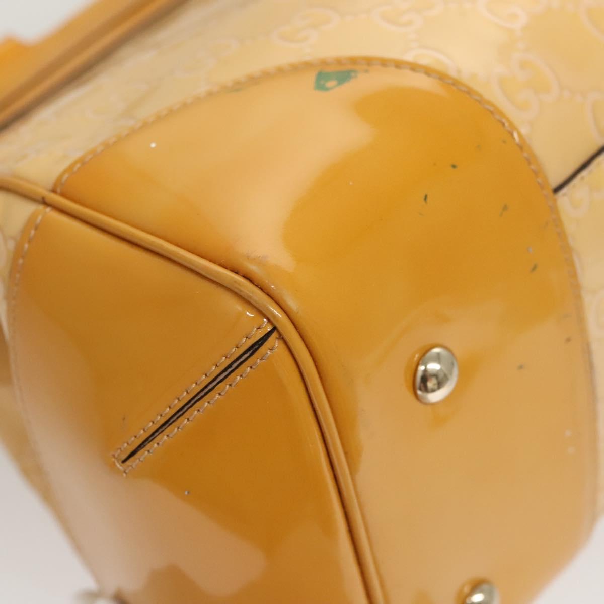 GUCCI GG Canvas Hand Bag Patent leather Beige Gold 257612 Auth 125926