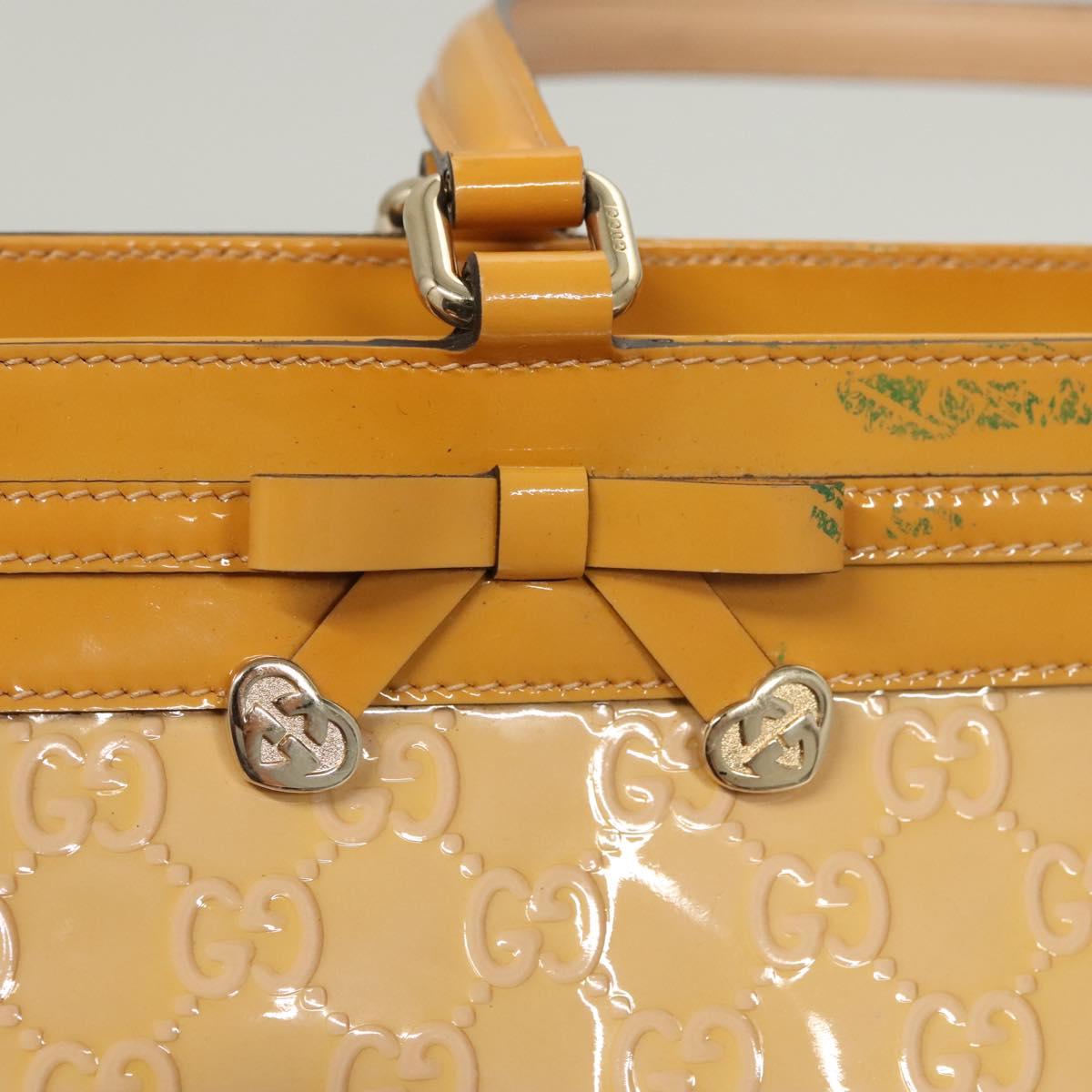 GUCCI GG Canvas Hand Bag Patent leather Beige Gold 257612 Auth 125926