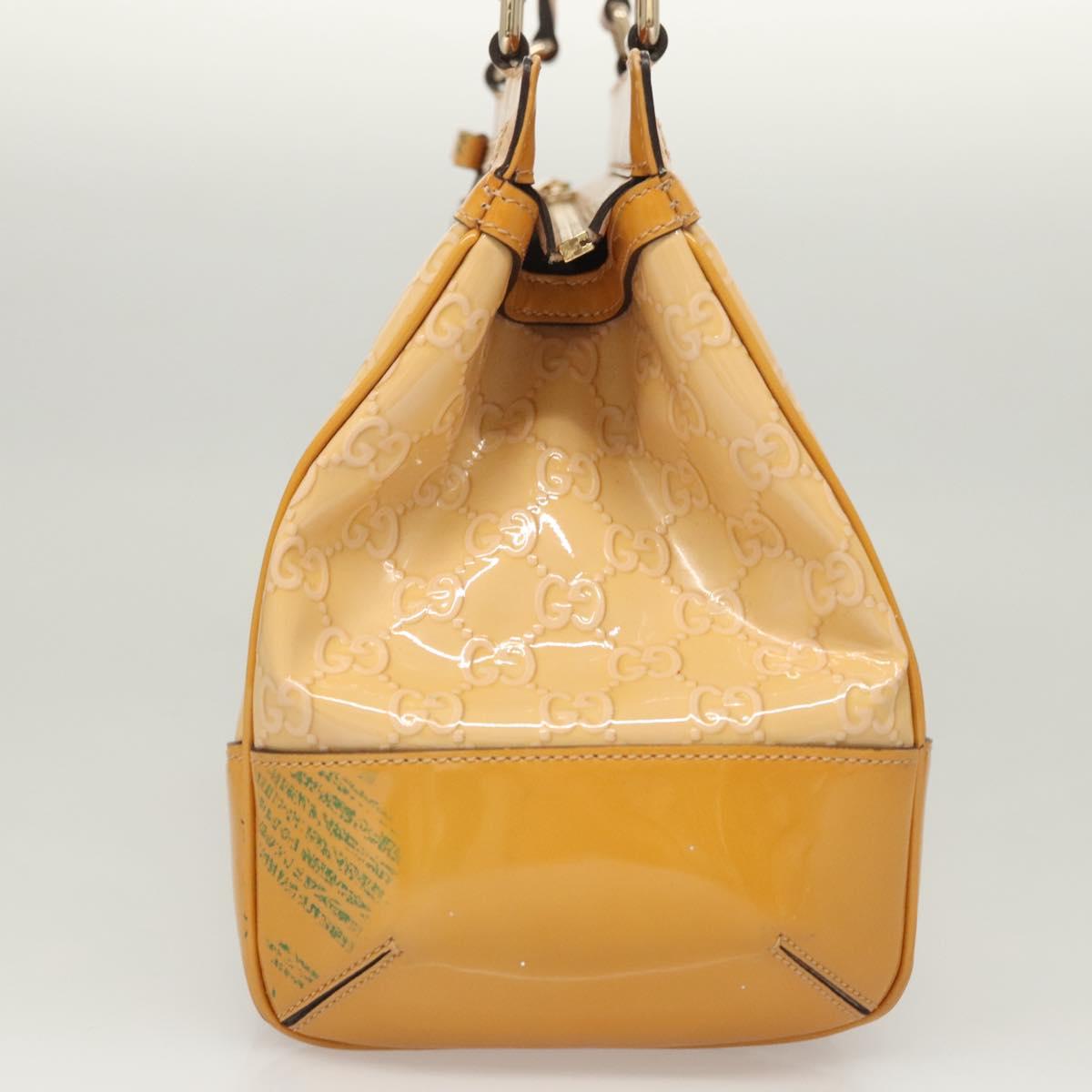 GUCCI GG Canvas Hand Bag Patent leather Beige Gold 257612 Auth 125926