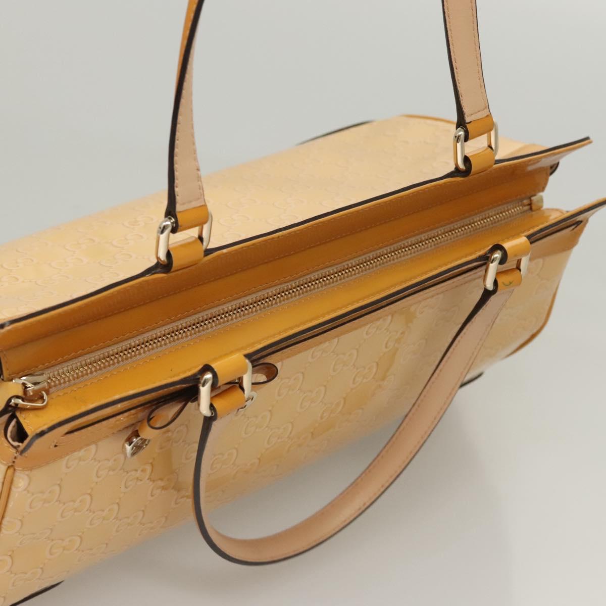 GUCCI GG Canvas Hand Bag Patent leather Beige Gold 257612 Auth 125926