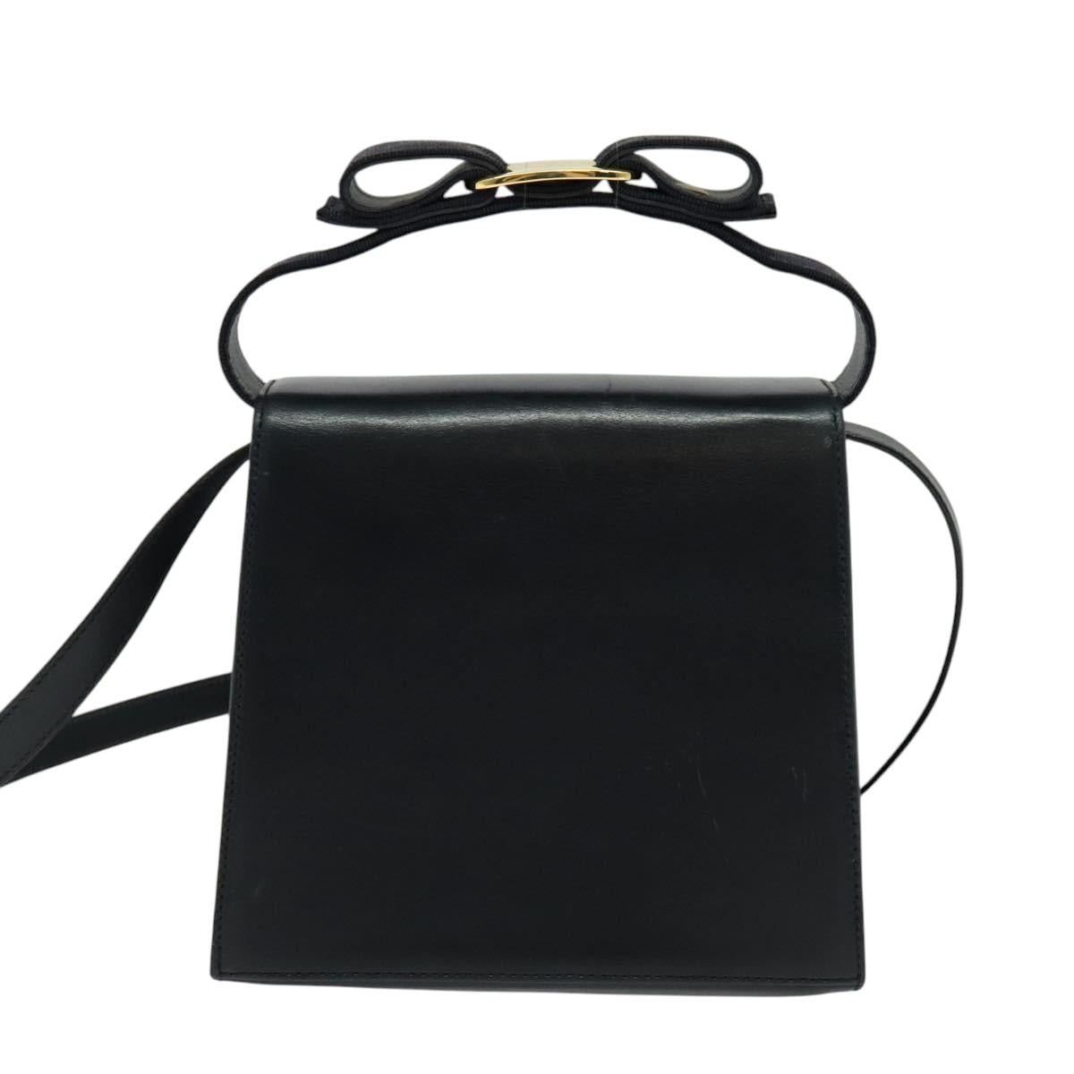 Salvatore Ferragamo Hand Bag Leather 2way Navy Gold Auth 125933