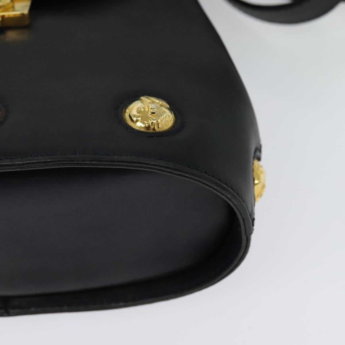 Salvatore Ferragamo Shoulder Bag Leather Navy Gold Auth 125934