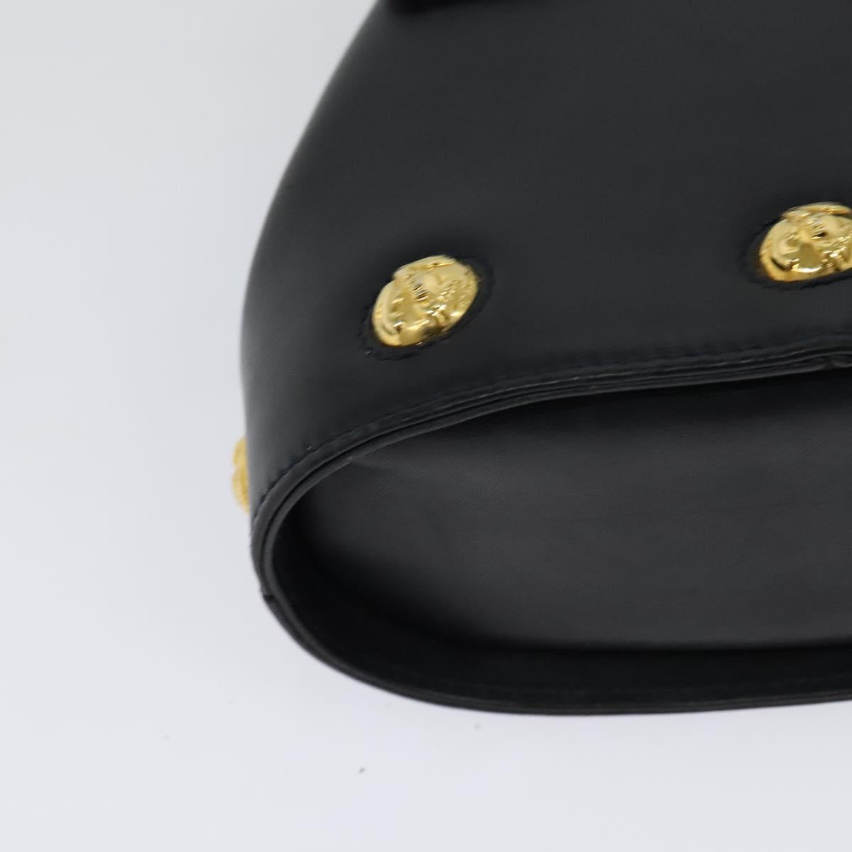 Salvatore Ferragamo Shoulder Bag Leather Navy Gold Auth 125934