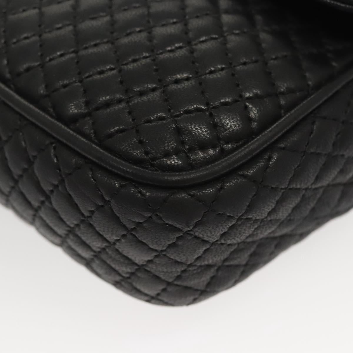 BALLY Chain Shoulder Bag Leather Black Gold Auth 125935