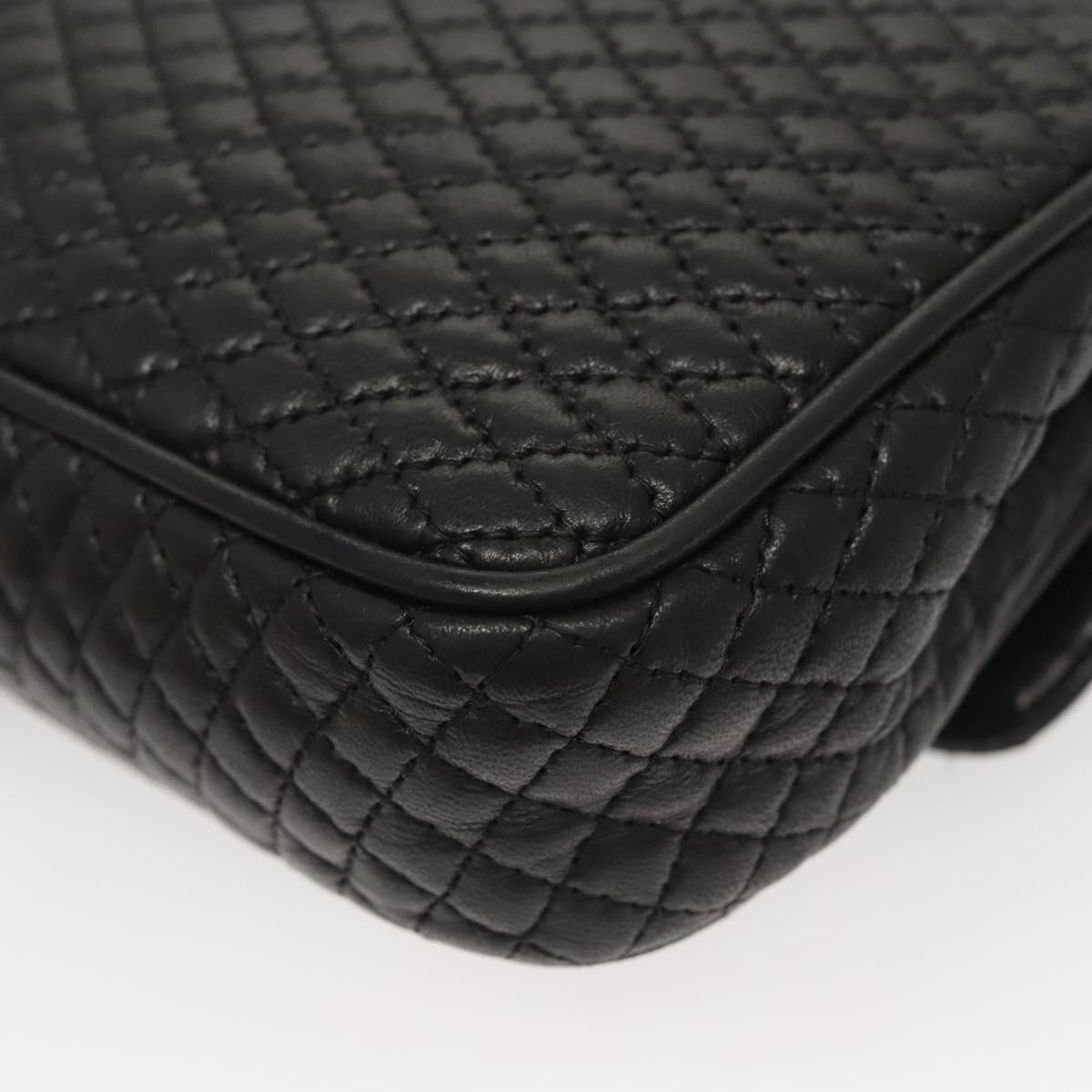 BALLY Chain Shoulder Bag Leather Black Gold Auth 125935