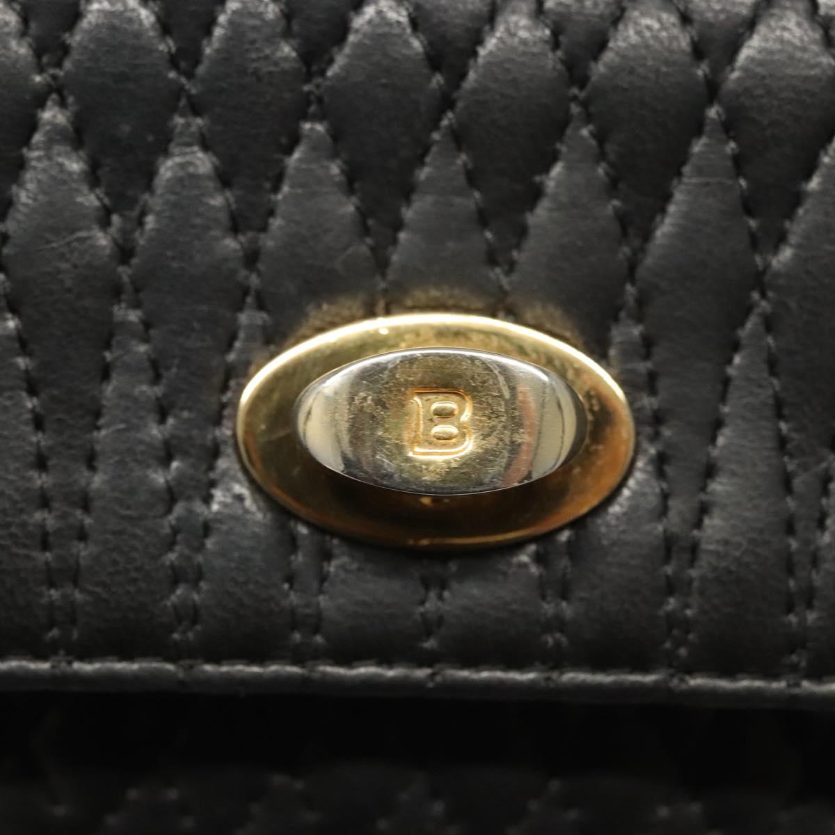 BALLY Chain Shoulder Bag Leather Black Gold Auth 125935