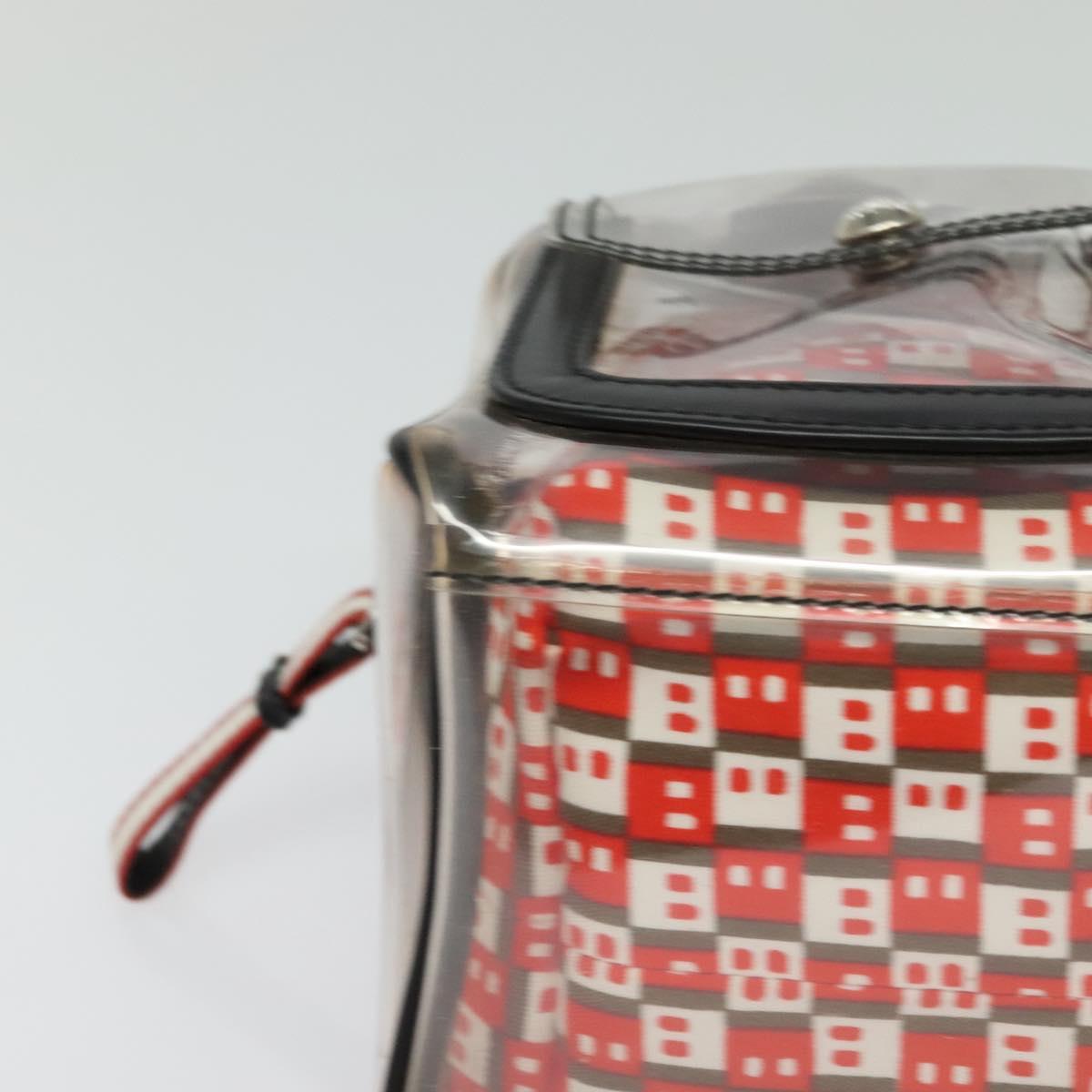 BALLY Hand Bag Vinyl Clear Silver Auth 125936