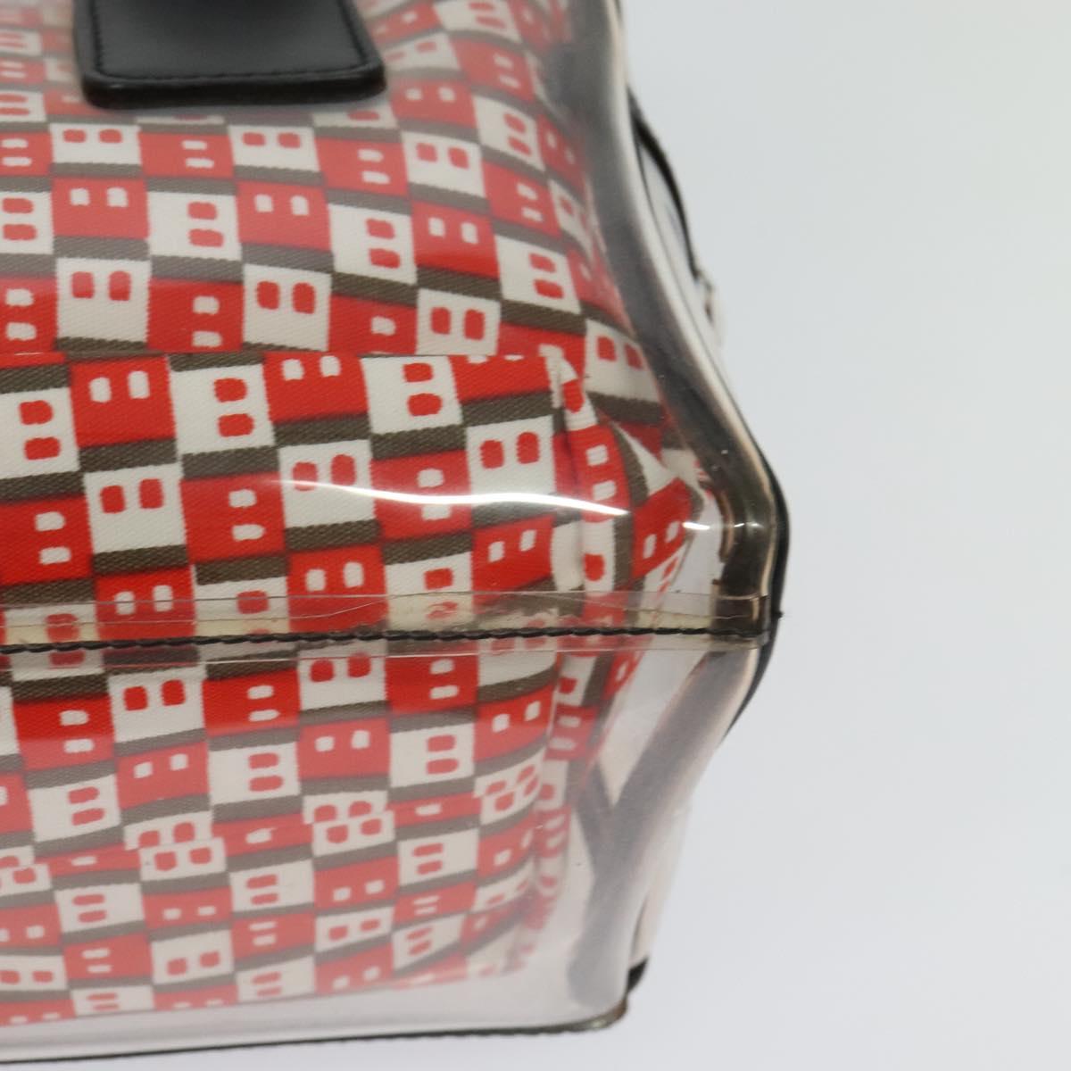 BALLY Hand Bag Vinyl Clear Silver Auth 125936