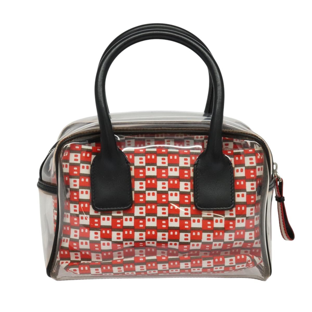 BALLY Hand Bag Vinyl Clear Silver Auth 125936