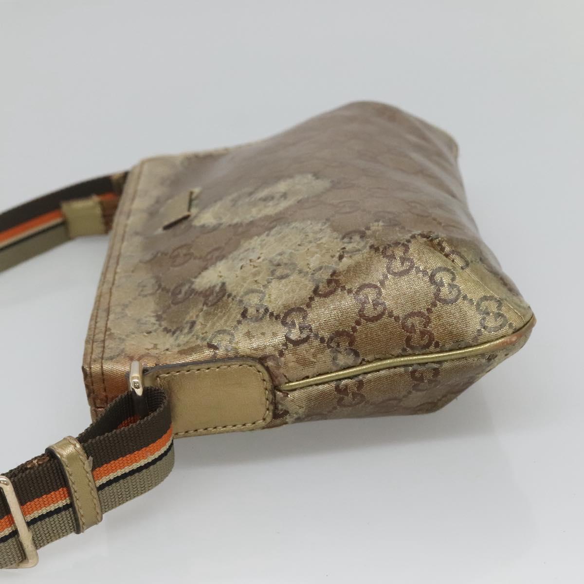 GUCCI GG Crystal Shoulder Bag Brown Gold 189749 Auth 125954
