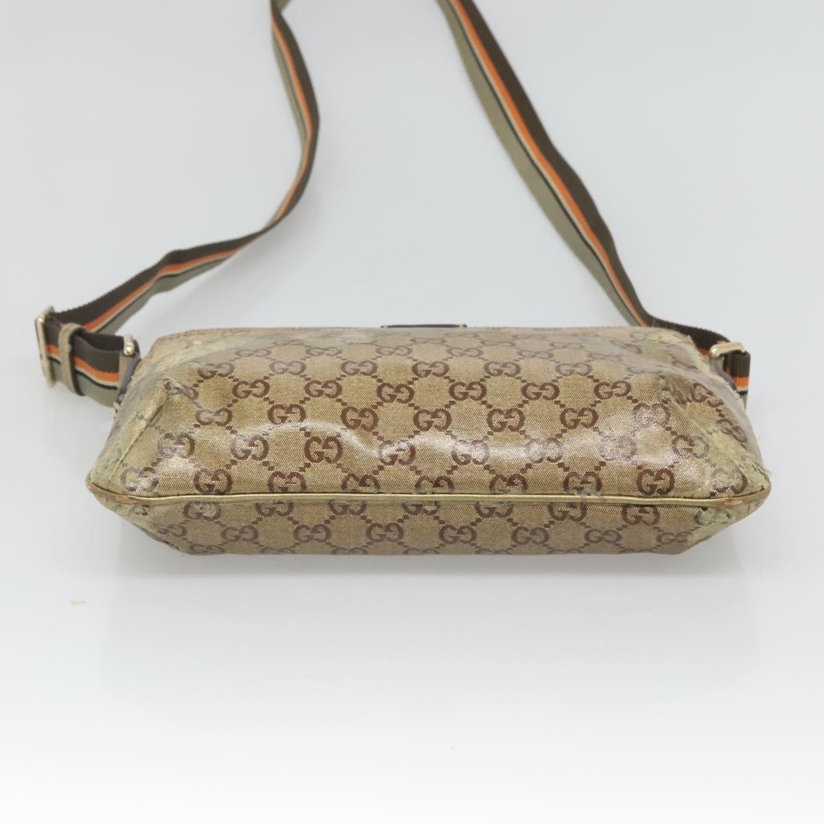 GUCCI GG Crystal Shoulder Bag Brown Gold 189749 Auth 125954