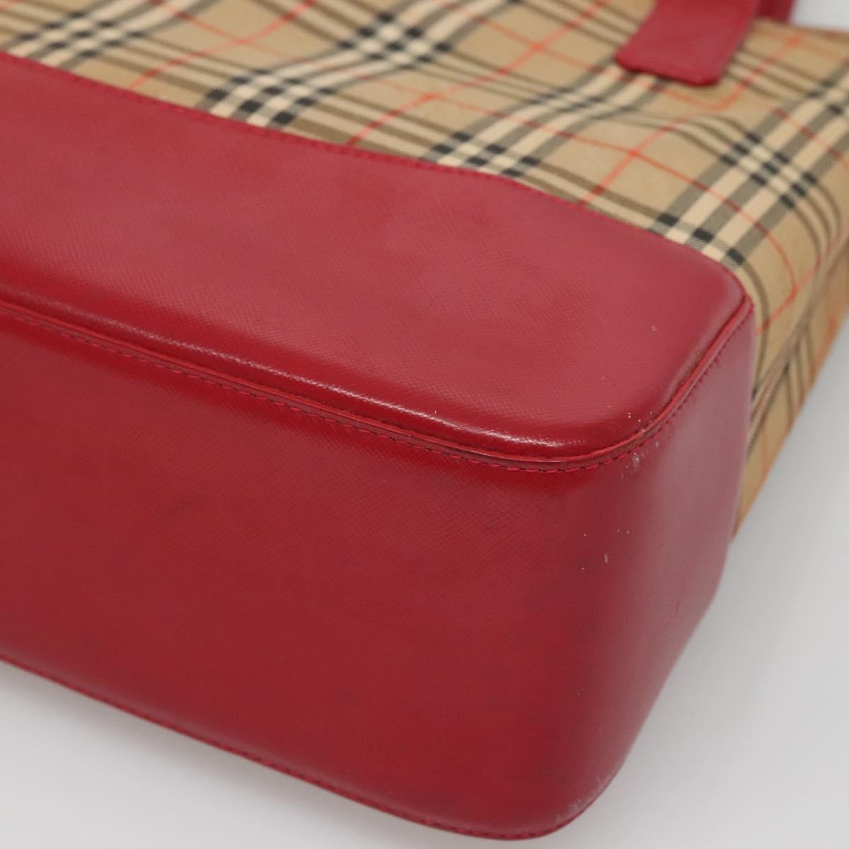 BURBERRY Nova Check Tote Bag Canvas Beige Gold Auth 125962