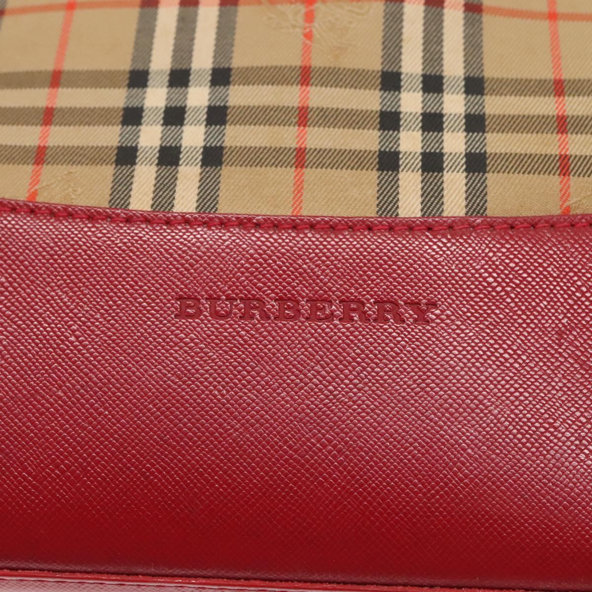 BURBERRY Nova Check Tote Bag Canvas Beige Gold Auth 125962
