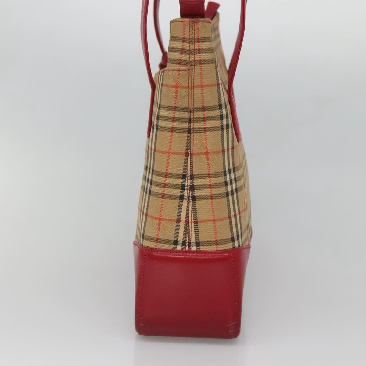 BURBERRY Nova Check Tote Bag Canvas Beige Gold Auth 125962