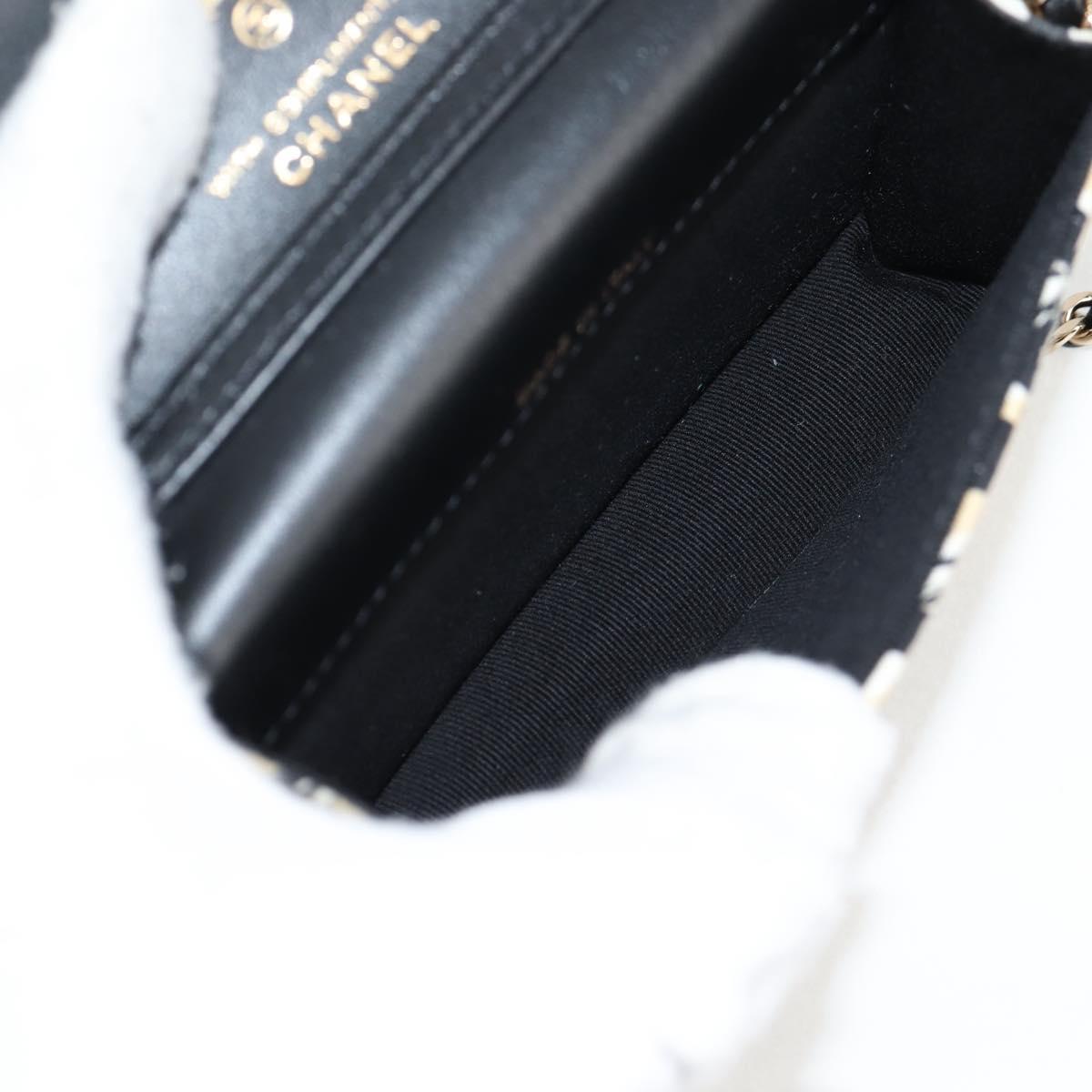 CHANEL Matelasse Checkered Flag Chain Shoulder Bag Nylon Beige CC Auth 125975M