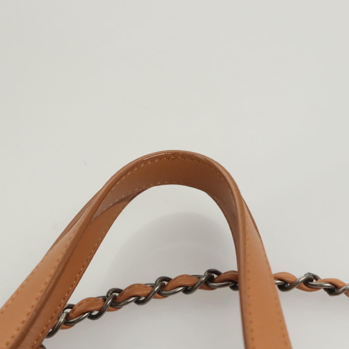 CHANEL Chain Tote Bag Canvas 2way Gray CC Auth 125976