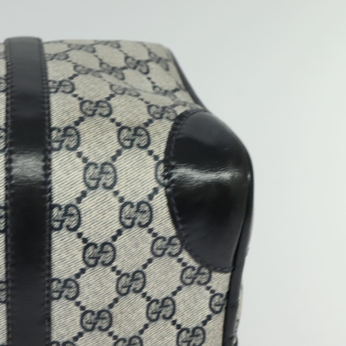 GUCCI GG Supreme Hand Bag PVC 2way Navy Gold Auth 125980