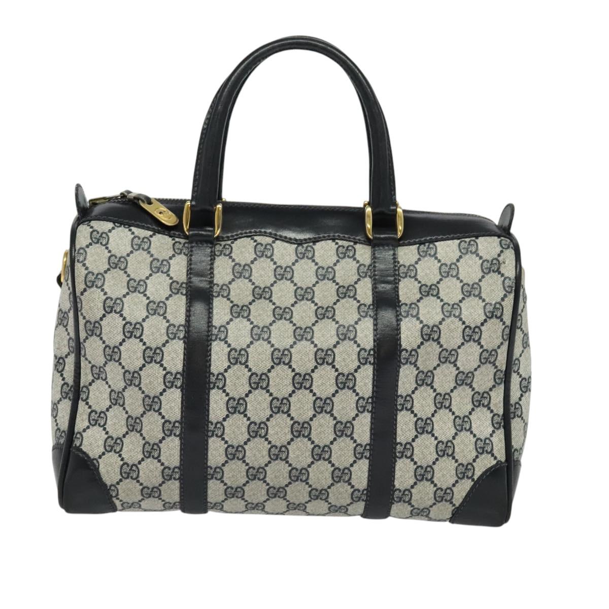 GUCCI GG Supreme Hand Bag PVC 2way Navy Gold Auth 125980