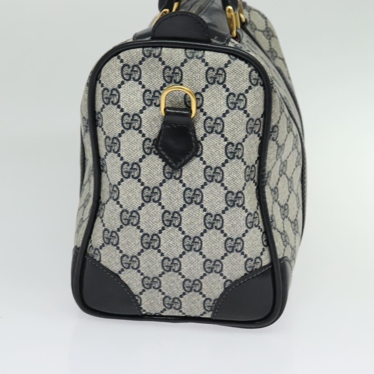 GUCCI GG Supreme Hand Bag PVC 2way Navy Gold Auth 125980