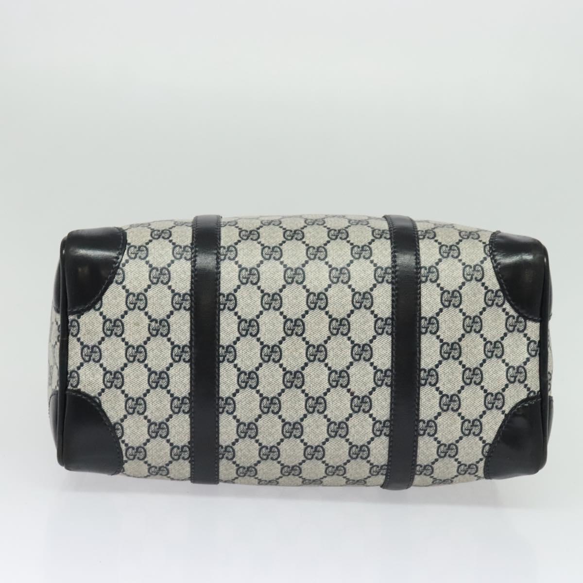 GUCCI GG Supreme Hand Bag PVC 2way Navy Gold Auth 125980