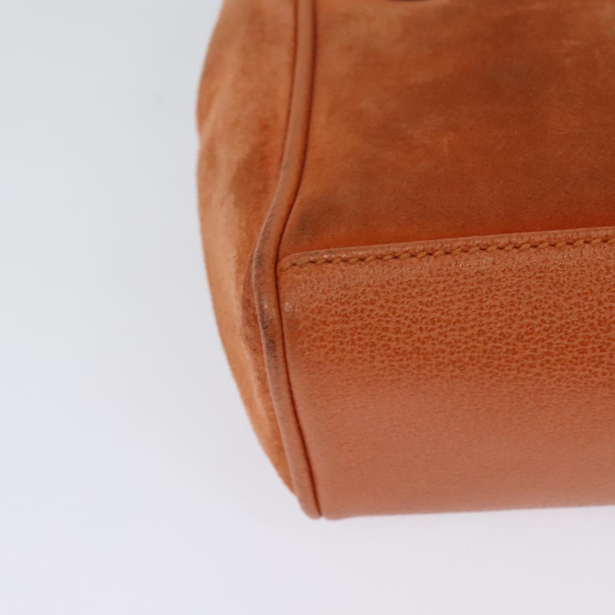 GUCCI Bamboo Hand Bag Suede 2way Orange Gold 007 2214 0238 Auth 125982