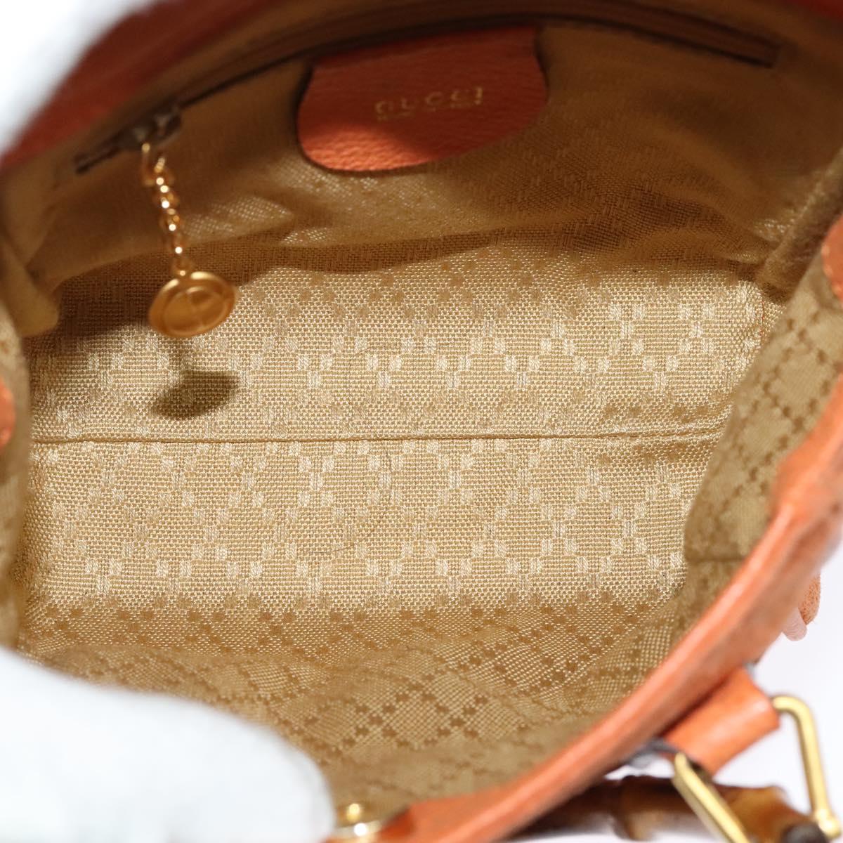 GUCCI Bamboo Hand Bag Suede 2way Orange Gold 007 2214 0238 Auth 125982